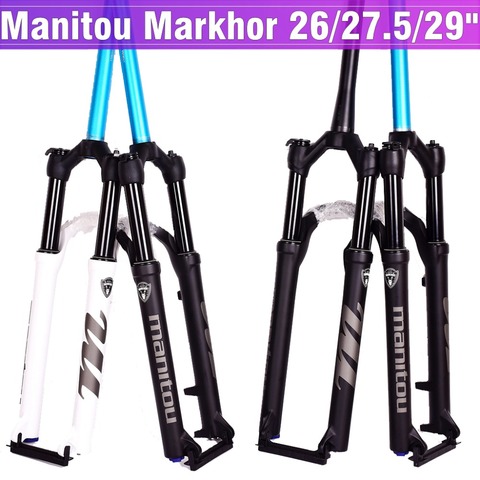 Manitou MARKHOR-horquilla para bicicleta de montaña 26, 27,5 pulgadas y 29 pulgadas, horquilla para bicicleta de montaña, suspensión de aceite y Gas, bloqueo remoto, 1635g ► Foto 1/6