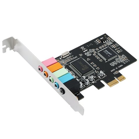 PCIe tarjeta de sonido 5,1 PCI Express rodean 3D tarjeta de Audio para PC con alta sonido directo rendimiento y soporte de bajo perfil ► Foto 1/6