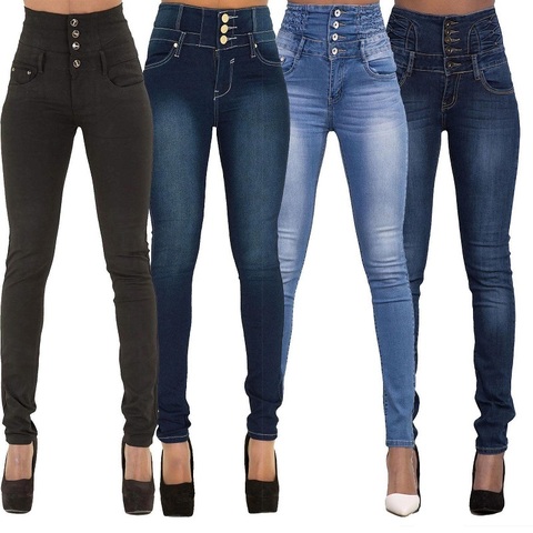 Pantalones de pitillo vaqueros de alta calidad para mujer, Jeans elásticos de cintura alta, novedad de 2022, venta al por mayor ► Foto 1/6