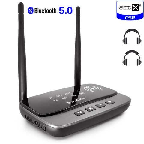 262ft/80 m NFC de largo alcance Bluetooth 5,0 estéreo audio transmisor receptor de música 3 en 1 Adaptador de Audio inalámbrico aptX HD de baja latencia ► Foto 1/6