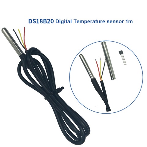 Sensor de temperatura de sonda resistente al agua Maxim Dallas Original DS18B20 con Cable de 1m ► Foto 1/1