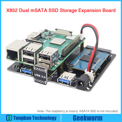 Raspberry Pi 3 modelo B, modelo B + Plus Dual SSD mSATA de ampliación de almacenamiento de X852 USB3 módulo para Raspberry Pi 3 modelo B, modelo B + (plus) /3B/ROCK64 ► Foto 1/1