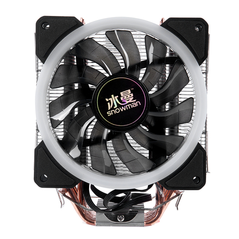 Enfriador de CPU de 4 pines de muñeco de nieve, 6 tubos de calor, ventilador LED RGB único, refrigeración de 12cm, ventilador LGA775 1151 115x1366, compatible con Intel AMD ► Foto 1/6