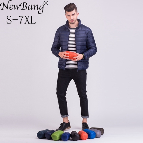 Marca NewBang 6XL 7XL más chaqueta de invierno los hombres chaqueta ultraligera hombres tamaño más grande a prueba de viento portátil y ligero cálido abrigos ► Foto 1/6