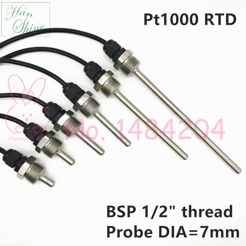 Sensor de temperatura PT1000 SUS304 resistencia al platino BSP G1/2 