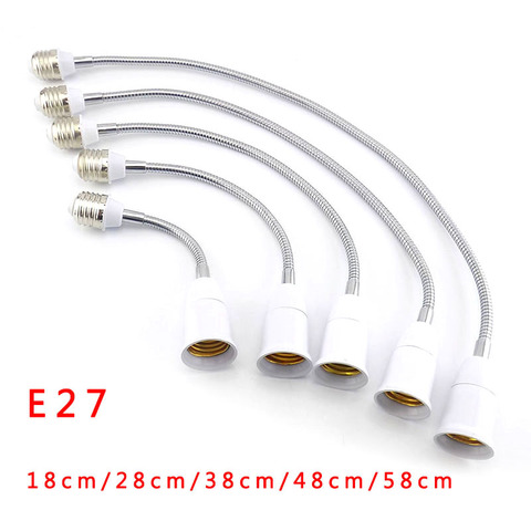 18 28 38 48 58cm E27 Flexible de luz LED Base de bombilla convertidores E27 a E27 hembra extensión de enchufe Cable de soporte de pared para lámpara adaptador ► Foto 1/6