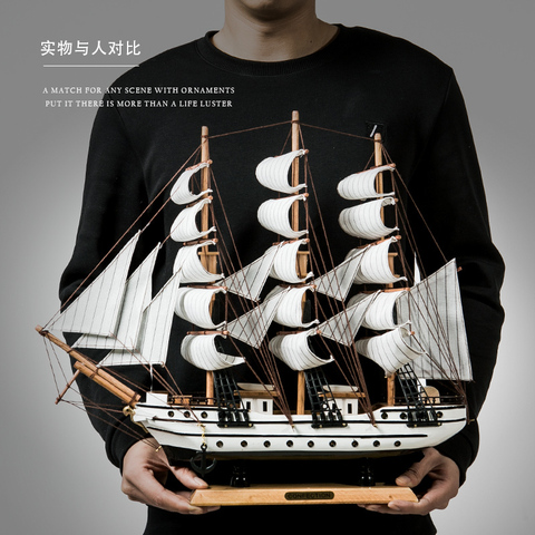 Modelo de barco de navegación pirata de madera, accesorios de decoración marina, arte moderno, oficina, recuerdos de decoración del hogar ► Foto 1/5