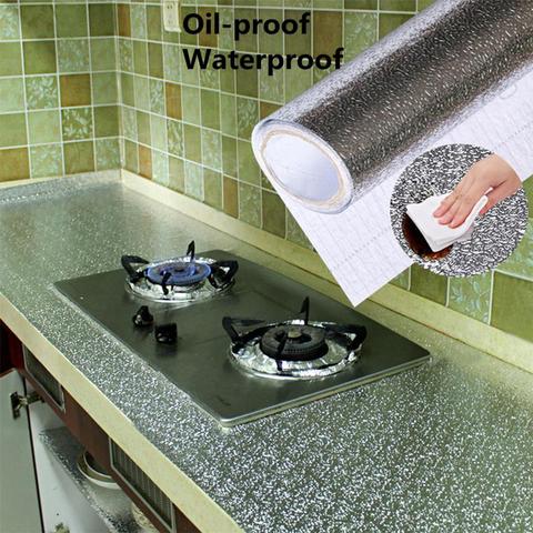 40x100cm cocina a prueba de aceite adhesivo impermeable para pared papel de aluminio cocina armario autoadhesivo papel de pared DIY ► Foto 1/6