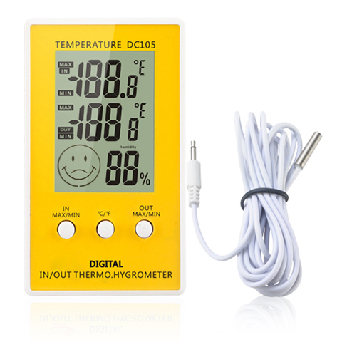 1 unid DC105 LCD Digital termómetro higrómetro estación meteorológica hogar uso interior temperatura humedad medidor de temperatura ► Foto 1/3