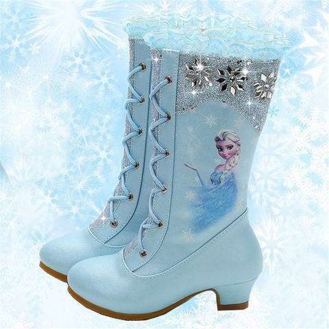 Disney-botas de tacón alto para niñas, botines de nieve de lentejuelas, de Frozen, para Otoño e Invierno - Historial y revisión Vendedor de AliExpress - DSN Mother Baby