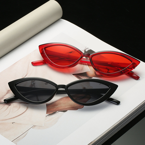 Nuevas gafas de sol Vintage de ojo de gato negro para mujer, gafas de sol de marco pequeño de marca de diseñador a la moda, gafas de sol estilo ojos de gato para sombras femeninas UV400 ► Foto 1/6