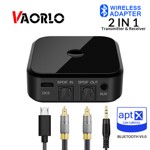 VAORLO-receptor y transmisor de Audio APTX HD, adaptador inalámbrico con Bluetooth 5,0, fibra óptica SPDIF de 3,5mm para auriculares, TV y PC ► Foto 1/1