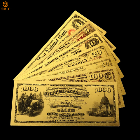 7 unids/lote de 1875 billetes de oro de los Estados Unidos, papel de moneda 1.510.10.50.100.1000 dólares, billetes de banco, Colección y regalos de vacaciones ► Foto 1/6