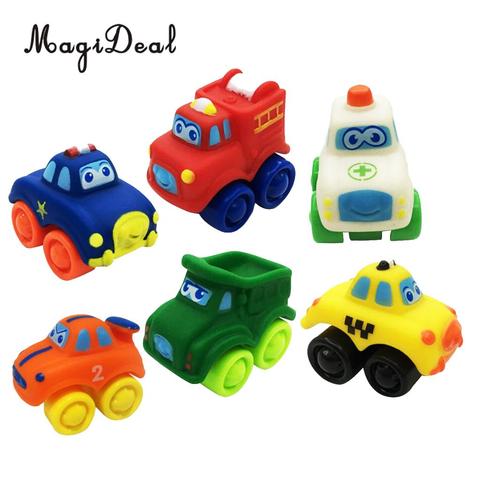 MagiDeal gran oferta 6 piezas niños bebé de goma auto modelo de plástico vehículo juguete educativo gran cumpleaños regalo de Navidad ► Foto 1/6