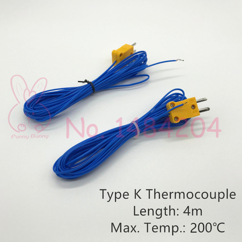 Sensor de temperatura para sonda de termómetro Digital, Terminal de horquilla de 4 metros, cable azul, tipo K, 50 ~ 200 grados, 4 m ► Foto 1/3