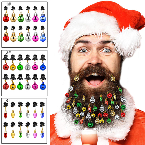 12 Uds Navidad bombilla granos de la barba ornamento de Navidad Clip Bola de adorno de Navidad barba colgante brillante Navidad bola ► Foto 1/6