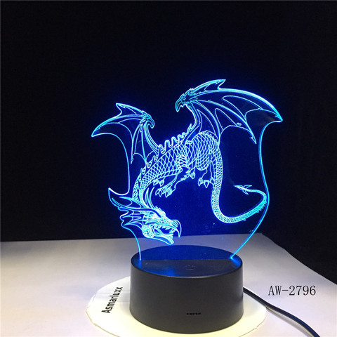 Cut Flying Dragon-Luz LED 3D de noche, Lámpara decorativa para el hogar, 7 colores, regalo de Navidad, dragón antiguo, AW-2796 ► Foto 1/1