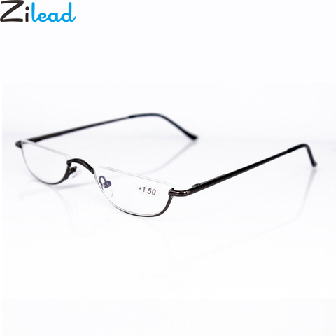 Zilead Ultra ligero Metal medio marco gafas de lectura portátil hombres negocios presbicia gafas con estuche Unisex dioptría + 1.0to + 4,0 ► Foto 1/4