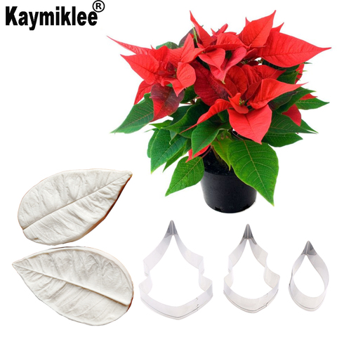 Poinsettia-moldes de silicona para Fondant, pasta de azúcar, arcilla, papel de agua, herramientas de decoración de pasteles CS265 ► Foto 1/3