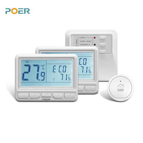 Controlador inalámbrico para calefacción de suelo termostato digital wifi programable, aplicación remota, termostatos, 2 uds. ► Foto 1/6