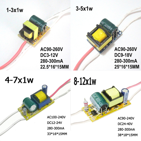 10 Uds 1W-50W 220V LED de alimentación de 280mA 300mA controlador de lámpara 3W 5W 7W 9W 10W 20W 30W 36W 50W transformador de iluminación para bombillas DIY ► Foto 1/6