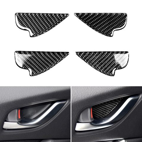 4 Uds de fibra de carbono Real estilo de coche Interior tirador de puerta con moldura de cubierta de marco para Mazda 3 6 CX-3 CX-5 CX-8 CX-9 2017, 2022 ► Foto 1/4