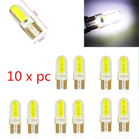 10 Uds gel de sílice LED COB W5W T10 194 8SMD Wedge liquidación de bombillas Auto para la placa de lectura de la lámpara del coche del maletero de la puerta del coche ► Foto 1/6