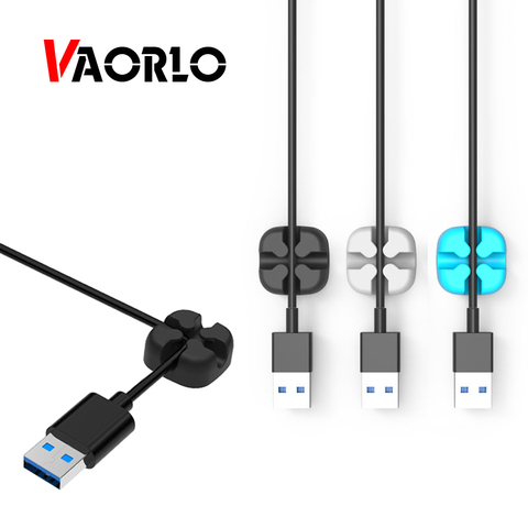 VAORLO-bobinador de cables USB, organizador de cables de silicona Flexible, Clips de gestión, soporte de cables de silicona para auriculares ► Foto 1/6