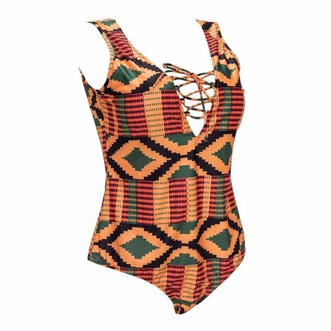 Bañador africano de talla grande de una pieza para mujer, traje de baño grande, Monokini brasileño estampado, 4XL ► Foto 1/6