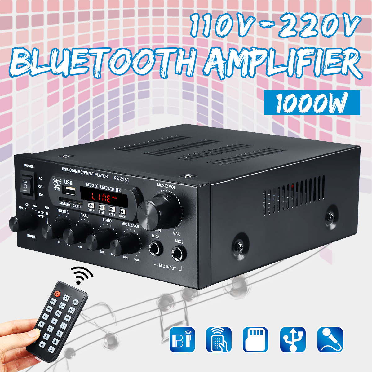 AMPLIFICADOR DE Audio Hifi de 110V ~ 230V 1000W AMPLIFICADOR DE POTENCIA DE Audio Home Theater para altavoces Subwoofer ► Foto 1/6