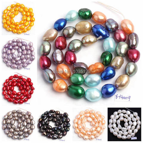 Perlas de agua dulce naturales multicolor de 8-9mm, 18 colores, forma Irregular, hilo de cuentas sueltas, fabricación de joyas de 14 