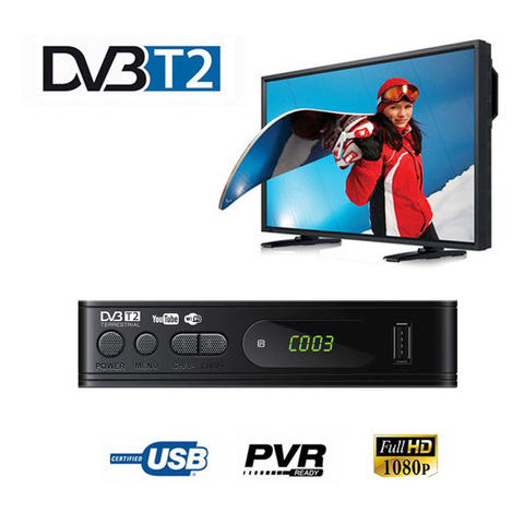 SINTONIZADOR DE DVB-T2 HD 1080P, receptor, decodificador de satélite, sintonizador de TV, DVB T2, USB 2,0, Manual en ruso incorporado para adaptador de Monitor ► Foto 1/6