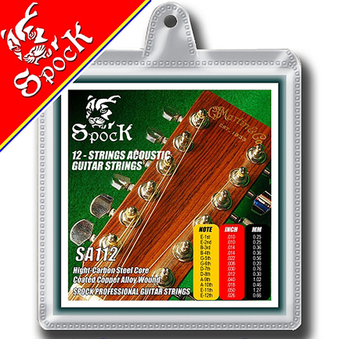 Spock-cuerdas de guitarra acústica SA112, 12 cuerdas, núcleo de acero inoxidable, aleación de cobre enrollada recubierta ► Foto 1/6