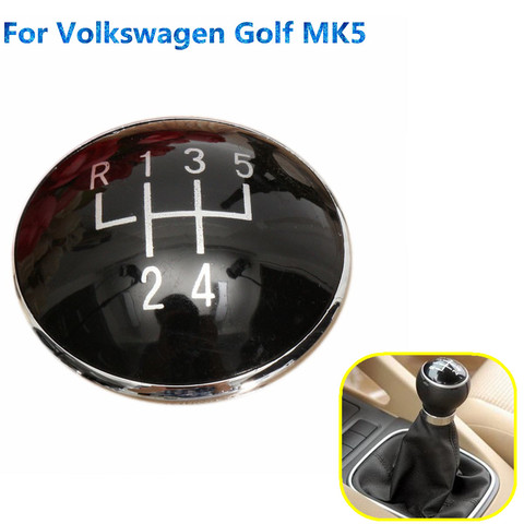 Perilla de engranaje negra de 5 velocidades, emblema, gorro distintivo, apto para Volkswagen Golf V MK5 2003-2009 ► Foto 1/6