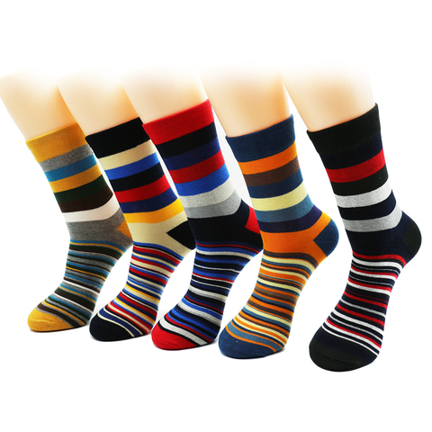 Men's color stripes socks the latest design popular men's socks 5 PAIRS STRIPED SOCKS SUIT FASHION DESIGNER COLOURED COTTON 6-11 ► Foto 1/6