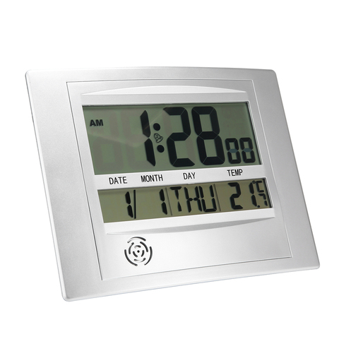 De temperatura Digital Reloj de pared de pantalla LCD Digital reloj alarma de pared calendario función 12/24 Hora de la Oficina para el hogar Decoración ► Foto 1/6