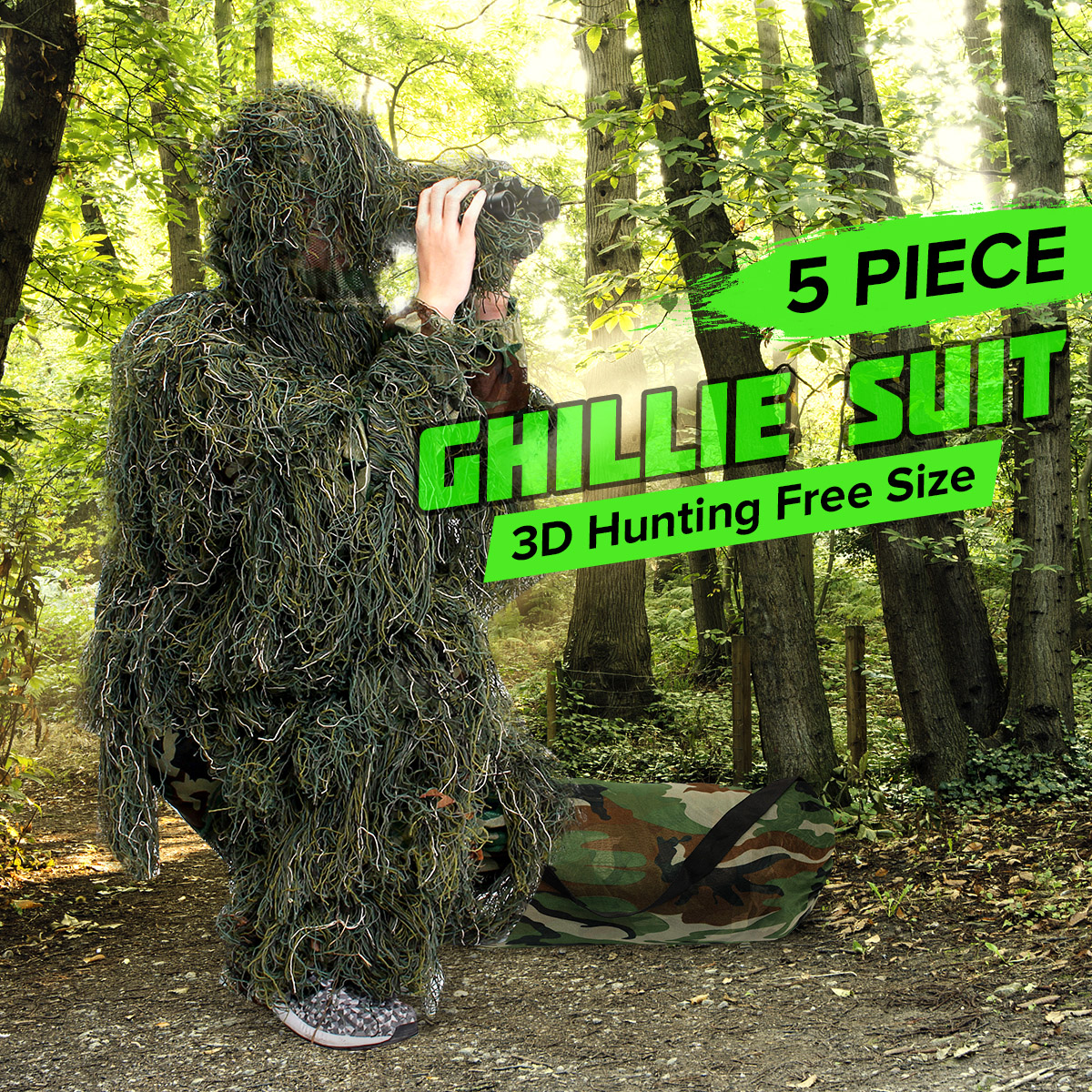 Trajes Ghillie universales de camuflaje 3D para caza, ropa de bosque, ropa de tiro ajustable para francotirador táctico militar del ejército ► Foto 1/6