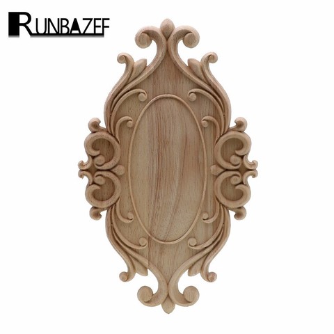 RUNBAZEF-accesorios decorativos para muebles de madera maciza, nueva flor tallada para puerta, figuritas de decoración Vintage para el hogar, ornamentos en miniatura ► Foto 1/6