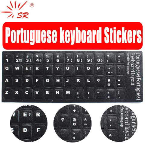 SR portugués-pegatina de teclado plateada mate, 3 colores, botón de diseño de película protectora, letras para PC, Accesorios para ordenador portátil ► Foto 1/5
