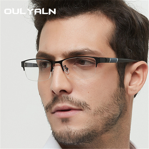 Oulylan hombres gafas de lectura de Metal de moda marco medio de gafas para leer hombre Retro gafas dioptrías 1,0, 1,5, 2,0, 2,5 ► Foto 1/6