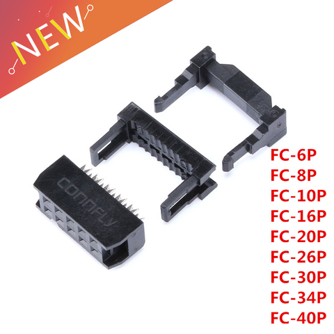 10 doble fila paso 2,54mm conector IDC de 10 pines toma de cable FC-6P FC-8P FC-10P FC-14P FC-16P a FC-40P hembra IDC de 2x5 pin ► Foto 1/6