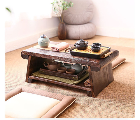 Mesa de centro plegable de estilo japonés Neoclassical, mesa de té de madera de Paulownia, mesa de ventana flotante, mesa pequeña de Tatami de té para el hogar ► Foto 1/6