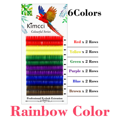 Kimcci-extensiones de pestañas de visón de imitación, 6 colores, arco iris de color natural, individuales, coloridas, Cilios Premium ► Foto 1/6
