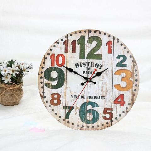 Reloj de pared Retro con Círculo de 30cm, decoración Vintage para el hogar, reloj de pared de diámetro para cocina, arte de pared grande, reloj ► Foto 1/6