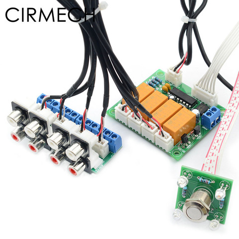 CIRMECH-Selector de señal de entrada de Audio de 4 vías, relé de conmutación RCA, tablero de selección de entrada de Audio, interruptor de botón para amplificadores ► Foto 1/6