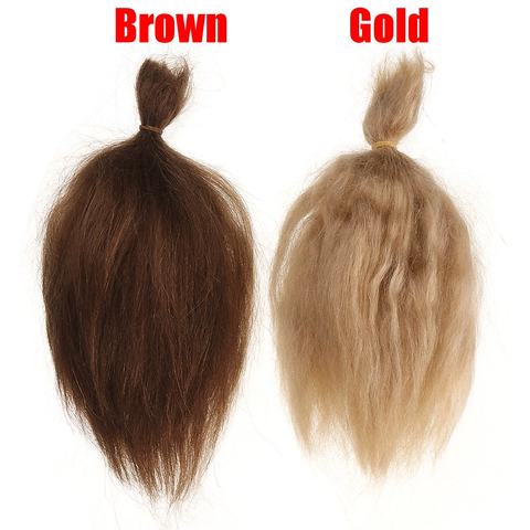 Peluca de pelo Natural 100% puro de oro marrón para niñas, peluca de muñeca Angora de cabra, accesorios de juguete de moda, 15g ► Foto 1/6