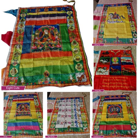 Con suerte el budismo tibetano tela manualidad para regalo colgante de pared decoración Buda Bandera de oraciones decoraciones banderas pancartas accesorios Decoración ► Foto 1/6