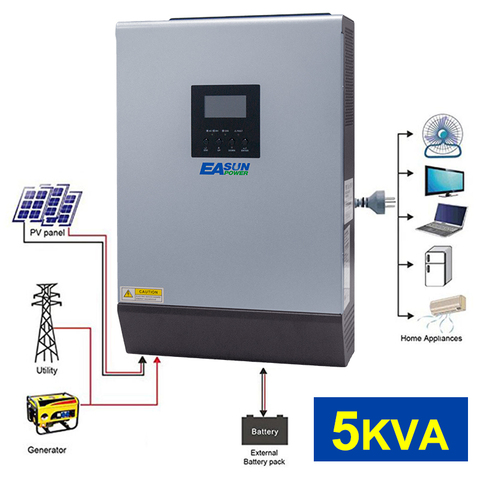 Inversor Solar híbrido de 5KVA 4000W, onda sinusoidal pura de 220VAC, salida, PWM integrado, controlador de carga Solar de 48V 50A ► Foto 1/6