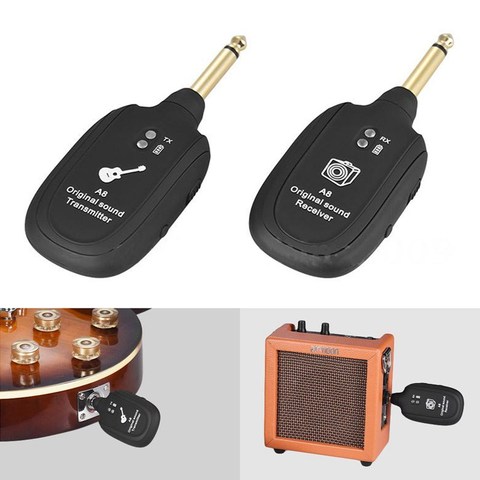 UHF-sistema transmisor inalámbrico para guitarra, receptor inalámbrico recargable incorporado, transmisor para la guitarra ► Foto 1/6