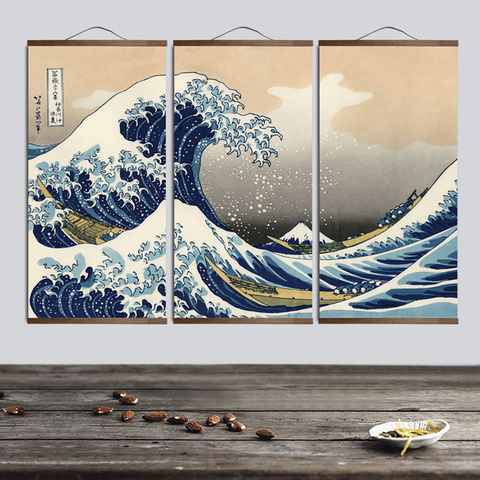 Pósteres e impresiones de pintura para pared estilo japonés Ukiyo e Kanagawa, lienzo de Surf, pintura artística, imágenes de pared para sala de estar ► Foto 1/5
